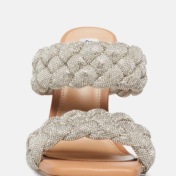 Steve Madden Glittering Silver Braided Heels NWB - Picture 7 of 8